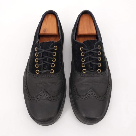 Cole Haan Leather Suede Wingtip Oxford Shoes C10823 Black Navy Blue Men's 10M - Picture 4 of 10